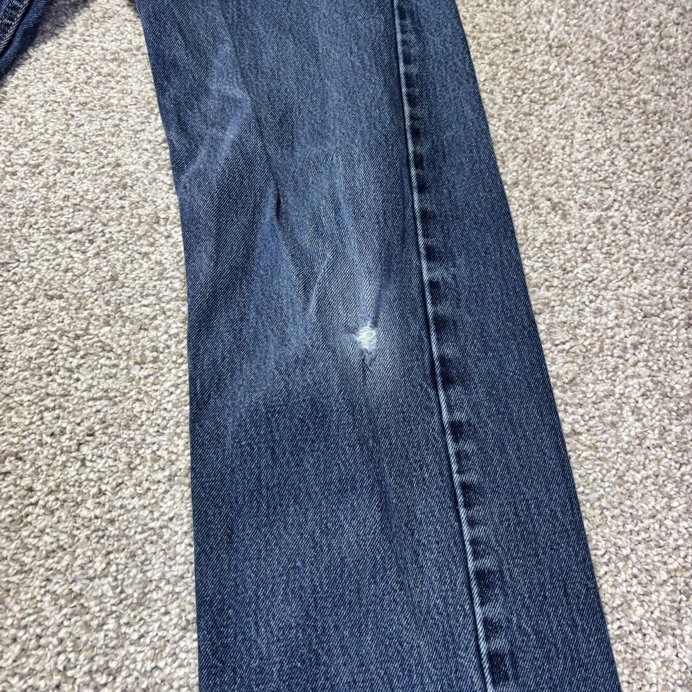 Levis 505 Jeans Mens 30x30 Blue Medium Wash Straight Denim Distressed Pants - Picture 6 of 12